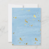 ダスティブルーウォーターカラー金ゴールドブランチ&バブリー招待状 招待状 (裏面)