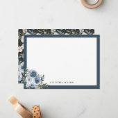 ダスティブルーウォーターバラ ノートカード (正面/裏面インサイチュ)