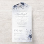 ダスティブルーウォーターフローラボタニカル結婚ズ オールインワン招待状 (内側)