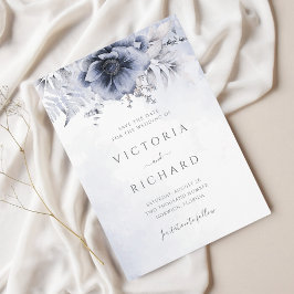 ダスティブルーウォーターフローラボタニカル結婚ズ セーブザデート