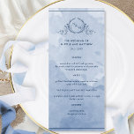 ダスティブルーウォーターモノグラムのカラー結婚のメニュー メニュー<br><div class="desc">お客様に楽しんでいただけるこの美しいほこりっぽい青と青の水の色のモノグラムのメニュー結婚は、カップルのイニシャルと手で描いた植物性モノグラムが美しい水の色の洗い流しの背景の上に、ほこりっぽい青と青の色合いの美しいブレンド。簡単テンプレートに詳細とメニューを入力し、プリントを注文！当社の「ダスティーブルーウォーターの色の植物性モノグラム結婚」コレクションの一部は、多数の調整製品を提供している。https://www.zazzle.com/collections/dusty_blue_water color_botanical_monogram_s-119563330291349279を参照し結婚て、コレクション全体を表示する。</div>