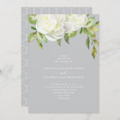 ダスティブルーウォーター春フローラ牡丹結婚ズ 招待状 (正面/裏面)