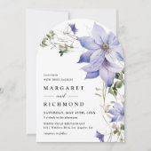 ダスティブルーウォーター素朴カラーフローラ結婚アーチ 招待状 (正面)