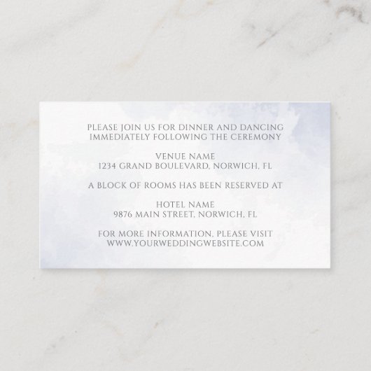 ダスティブルーウォーター色のフローラ結婚の詳細 エンクロージャーカード (裏面)