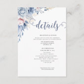 ダスティブルーウォーター色のフローラ結婚ズ エンクロージャーカード (正面)