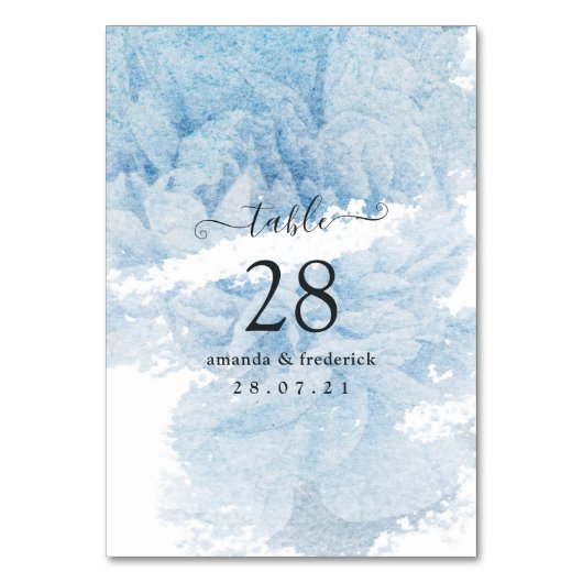 ダスティブルーウォーター色のフローラ結婚ズ テーブルナンバー (裏面)