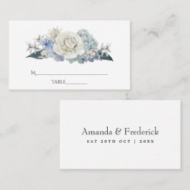 ダスティブルーウォーター色のフローラ結婚ズ プレイスカード