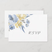 ダスティブルーウォーター色のフローラ結婚ズ 出欠カード (正面/裏面)