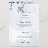 ダスティブルーウォーター色フローラウェディングパーティーメニュー (正面/裏面)
