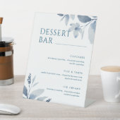 ダスティブルーウォーター色フローラデザートバーメニューサイン 台座サイン (インサイチュ)