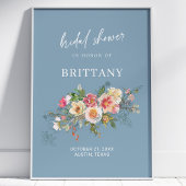 ダスティブルーウォーター色フローラブライダルシャワーへようこそ ポスター