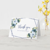 ダスティブルーウォーター色ブライダルシャワーありがとう カード (黄色い花)