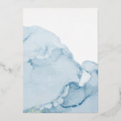 ダスティブルーウォーター色伝統的金ゴールド招待状 箔招待状 (裏面)