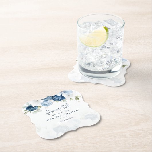 ダスティブルーウォーター色救フローラの日付 ペーパーコースター (インサイチュ)