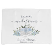 ダスティブルーウォーター色結婚フローラメイド・オブ・オーナー(花嫁付き添い人) ラージペーパーバッグ (正面)