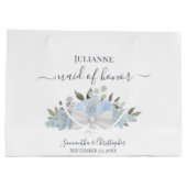 ダスティブルーウォーター色結婚フローラメイド・オブ・オーナー(花嫁付き添い人) ラージペーパーバッグ (裏面)