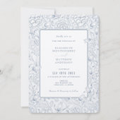 ダスティブルーエレガンスチューリップ&キク 招待状 (正面)