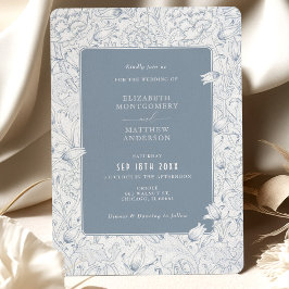 ダスティブルーエレガンスチューリップ&キク 招待状