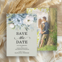 ダスティブルーエレガントアイボリーフローラセージ緑の写真