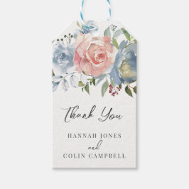 ダスティブルーエレガントアンドバラフローラスワッグ ギフトタグ