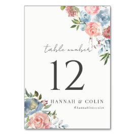 ダスティブルーエレガントアンドバラフローラスワッグ テーブルナンバー