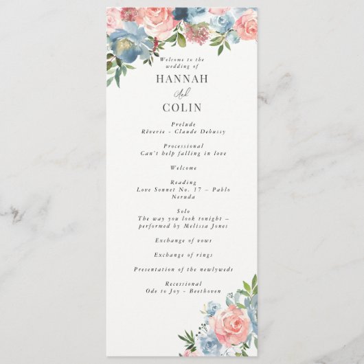 ダスティブルーエレガントアンドバラフローラスワッグ プログラム (正面)