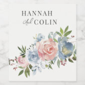 ダスティブルーエレガントアンドバラフローラスワッグ ワインラベル (シングルラベル)