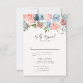 ダスティブルーエレガントアンドバラフローラスワッグ 出欠カード (正面)