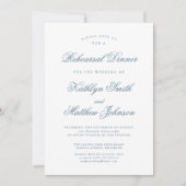 ダスティブルーエレガントクラシックスクリプトリハーサルディナー 招待状 (正面)