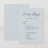 ダスティブルーエレガントスクリプトミニマリスト結婚式RSVP 出欠カード (正面/裏面)