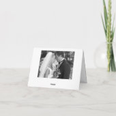 ダスティブルーエレガントダマスク写真サンキューカード サンキューカード (裏面)