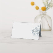 ダスティブルーエレガントダマスク空白の座席表 プレイスカード (裏面)