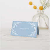 ダスティブルーエレガントテー空白のブル番号座席表 プレイスカード (裏面)