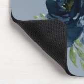 ダスティブルーエレガントネームフローラ水色モダン マウスパッド (コーナー)