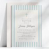 ダスティブルーエレガントバプティスボーイ 招待状