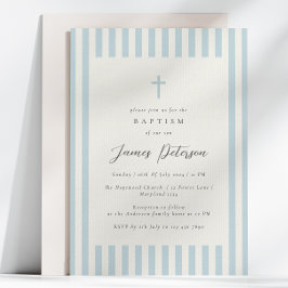 ダスティブルーエレガントバプティスボーイ 招待状