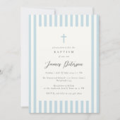 ダスティブルーエレガントバプティスボーイ 招待状 (正面)