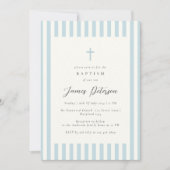 ダスティブルーエレガントバプティスボーイ 招待状 (正面)