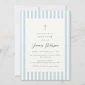 ダスティブルーエレガントバプティスボーイ 招待状 (正面)