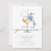 ダスティブルーエレガントパール&プロセッコブライダルシャワー 招待状 (正面)