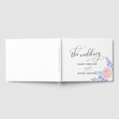 ダスティブルーエレガントピンク結婚フローラ素朴ズ ゲストブック (全面)