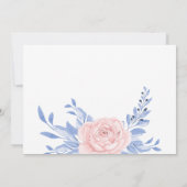 ダスティブルーエレガントピンク結婚フローラ素朴ズ セーブザデート (裏面)