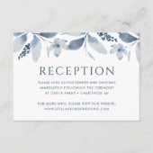 ダスティブルーエレガントフローラウェディングレセプションカード エンクロージャーカード (正面)