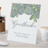 ダスティブルーエレガントフローラゲストブック披露宴 台座サイン (インサイチュ)