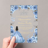 ダスティブルーエレガントフローラバタフライキンセアニェラ アクリル招待状 (インサイチュ (ポータブル))