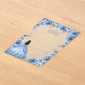 ダスティブルーエレガントフローラバタフライキンセアニェラ アクリル招待状 (レイダウン)