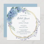 ダスティブルーエレガントフローラブライダルシャワー招待 セーブザデート (正面/裏面)