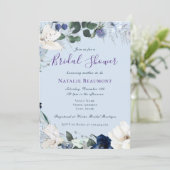 ダスティブルーエレガントフローラブライダルシャワー 招待状 (スタンド正面)
