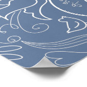 ダスティブルーエレガントフローラ結婚の歓迎 ポスター (角)