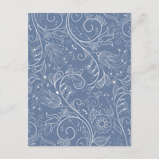 ダスティブルーエレガントフローラ結婚の詳細 エンクロージャーカード (裏面)